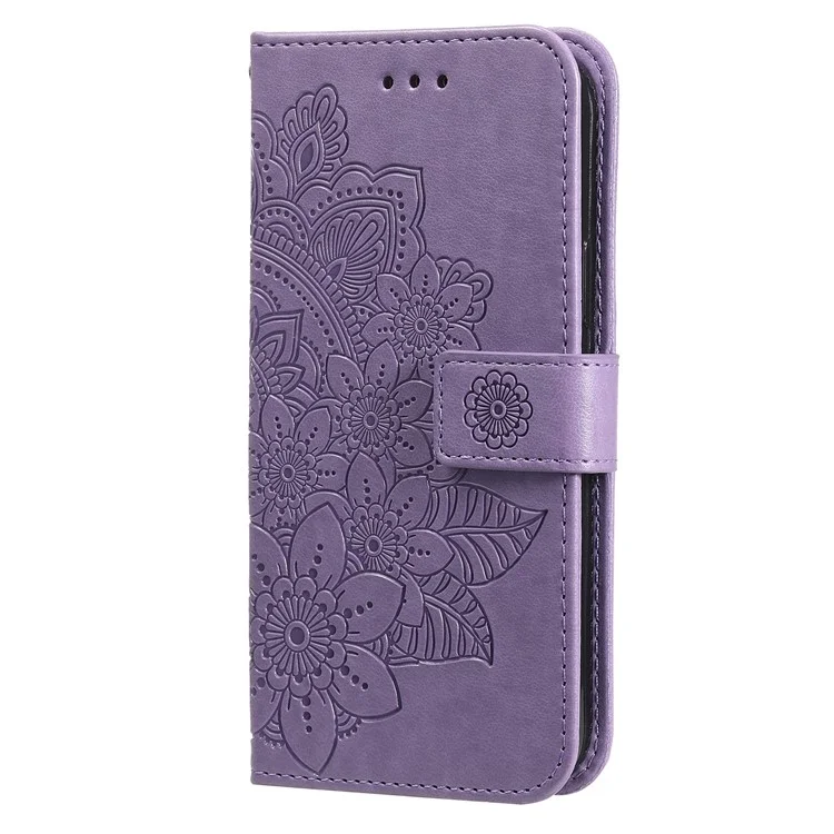 Pour Oppo Reno10 Pro 5G (Global) / Reno10 5G (Global) Flower Imprinted Leather Stand Wallet Cover Anti-drop Phone Case - Purple