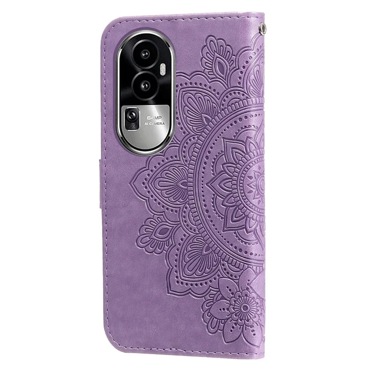 Pour Oppo Reno10 Pro 5G (Global) / Reno10 5G (Global) Flower Imprinted Leather Stand Wallet Cover Anti-drop Phone Case - Purple