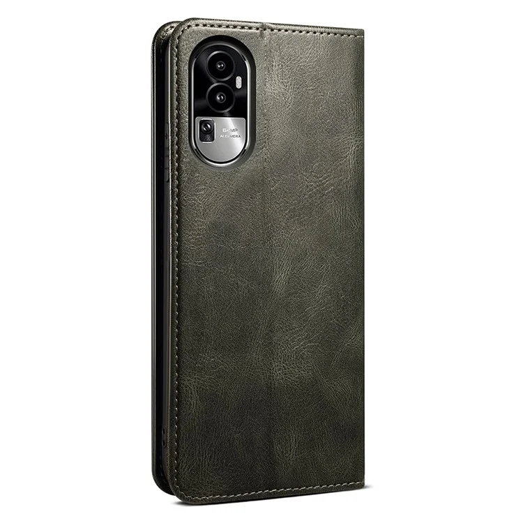 Для Oppo Reno10 Pro 5G (Global) Waxy Crazy Horse Texture Cell Phone Cover PU Leather Wallet Stand Case - Green