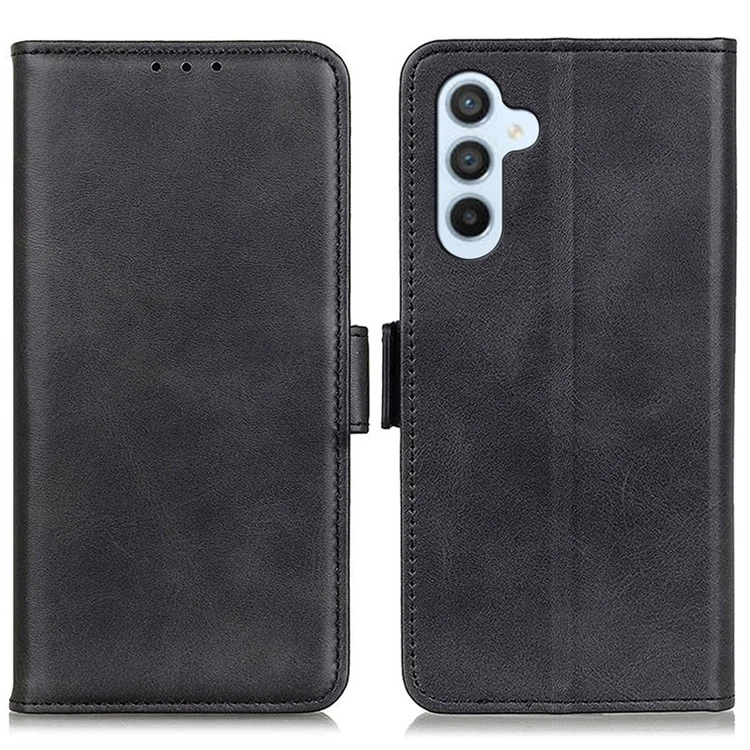 Pour Samsung Galaxy F34 5G / M34 5G Étui portefeuille en cuir de vachette texturé PU avec support - Noir