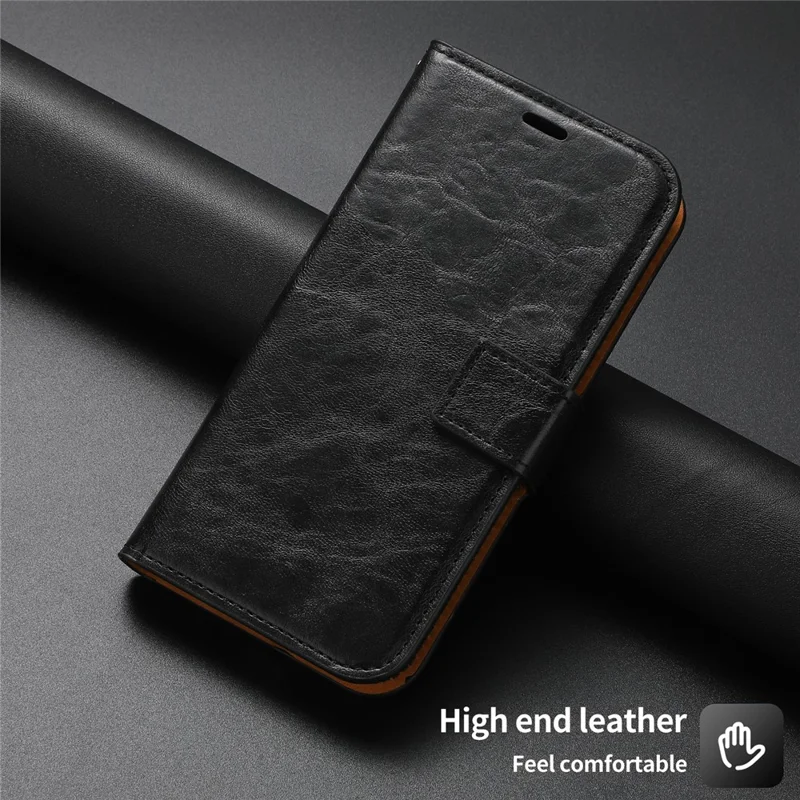 Crazy Horse Texture PU Phone Case for iPhone 15 Pro Detachable 2-in-1 Magnetic Absorption Wallet Phone Cover - Black
