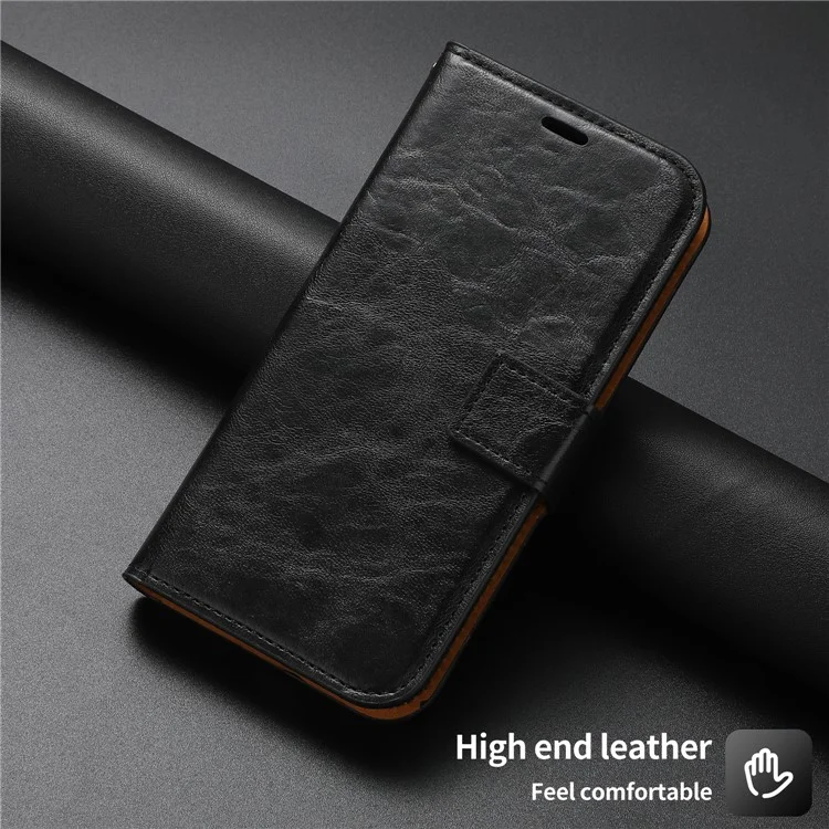 Magnetic Absorption Wallet Phone Case for iPhone 15 Plus Detachable 2-in-1 Crazy Horse Texture PU Phone Cover - Black
