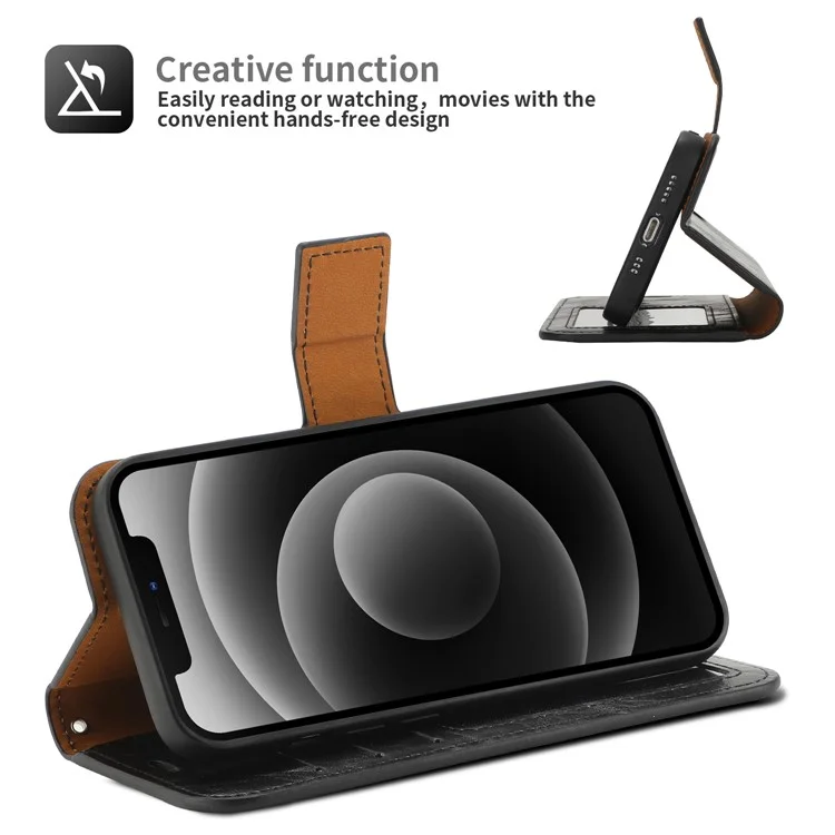 Magnetic Absorption Wallet Phone Case for iPhone 15 Plus Detachable 2-in-1 Crazy Horse Texture PU Phone Cover - Black
