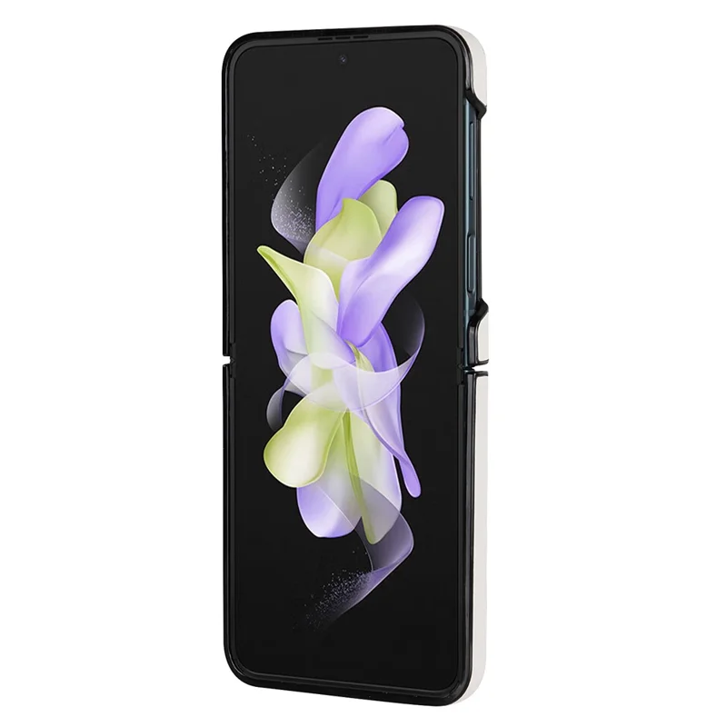 For Samsung Galaxy Z Flip4 5G V-Shape Stitching Phone Case PU Leather Coated PC Anti-Scratch Cover - White