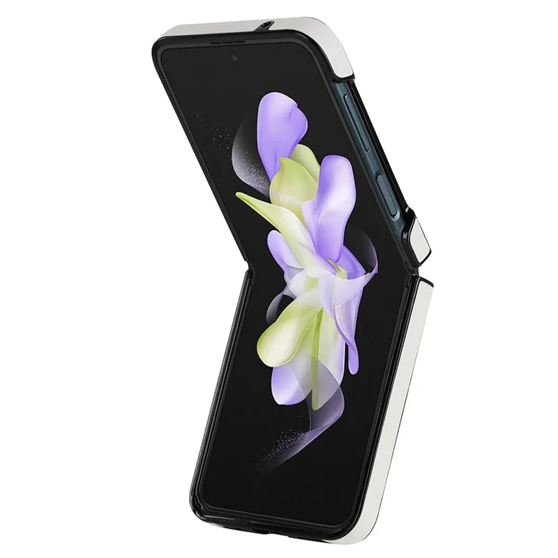 For Samsung Galaxy Z Flip4 5G V-Shape Stitching Phone Case PU Leather Coated PC Anti-Scratch Cover - White
