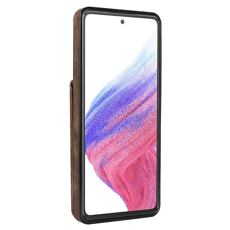 Kickstand Wallet Phone Case for Samsung Galaxy A53 5G RFID Blocking PU+TPU Phone Cover - Brown