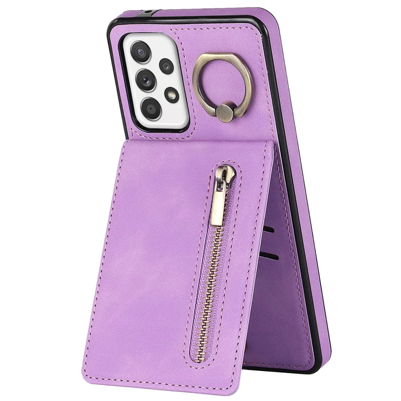 Für Samsung Galaxy A32 5G / M32 5G RFID Blocking Wallet Phone Case Retro PU+TPU Kickstand -telefonabdeckung - Lila