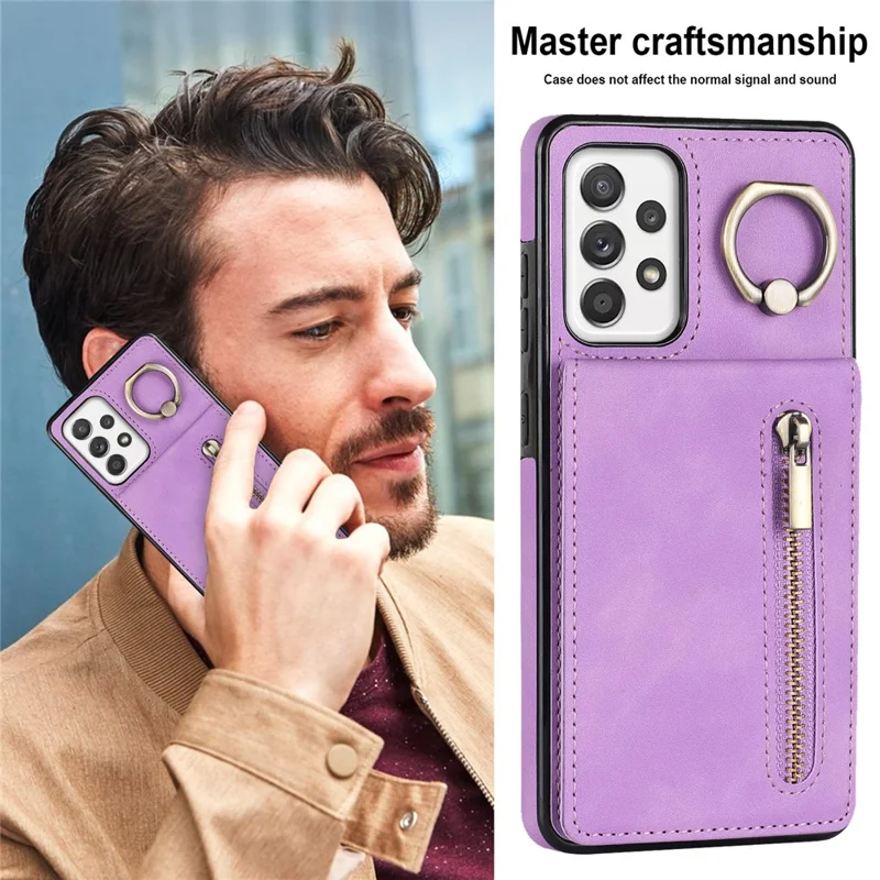 Für Samsung Galaxy A32 5G / M32 5G RFID Blocking Wallet Phone Case Retro PU+TPU Kickstand -telefonabdeckung - Lila