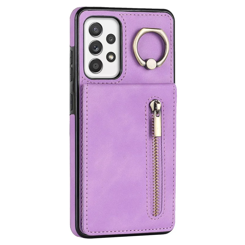 Für Samsung Galaxy A32 5G / M32 5G RFID Blocking Wallet Phone Case Retro PU+TPU Kickstand -telefonabdeckung - Lila