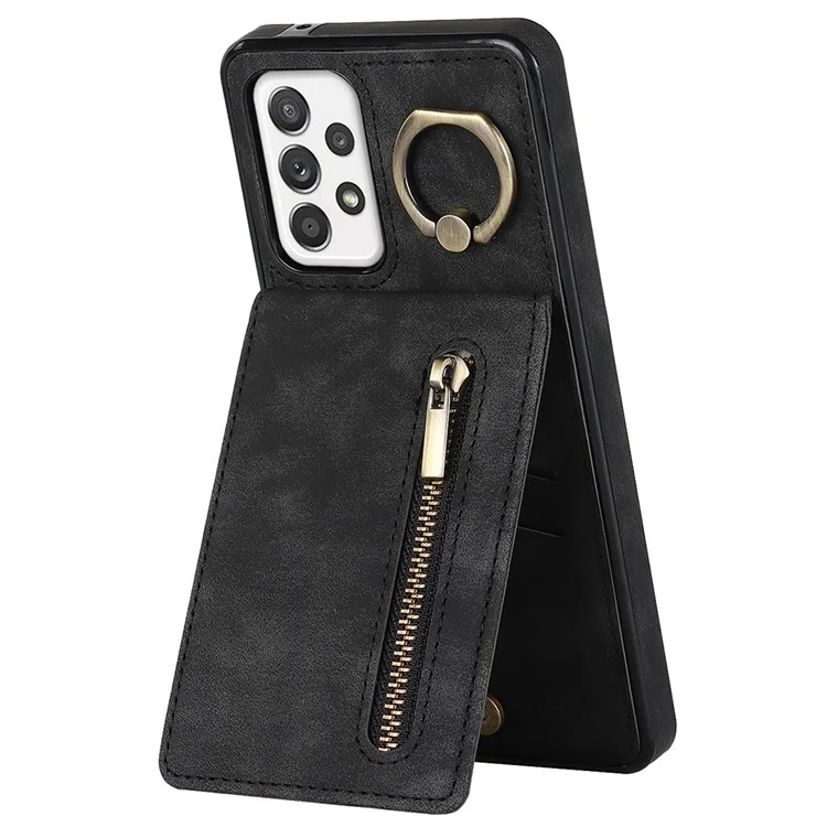 Для Samsung Galaxy A52 4G / A52 5G / A52s 5G RFID Blocking Phone Case Anti-Drop PU+TPU Wallet Phone Cover with Kickstand - Black