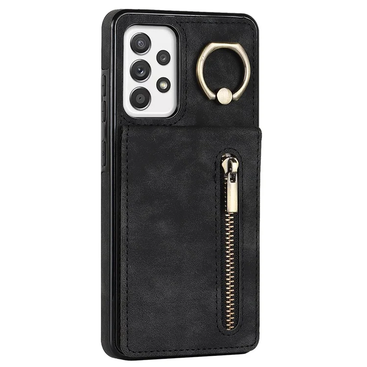 Для Samsung Galaxy A52 4G / A52 5G / A52s 5G RFID Blocking Phone Case Anti-Drop PU+TPU Wallet Phone Cover with Kickstand - Black