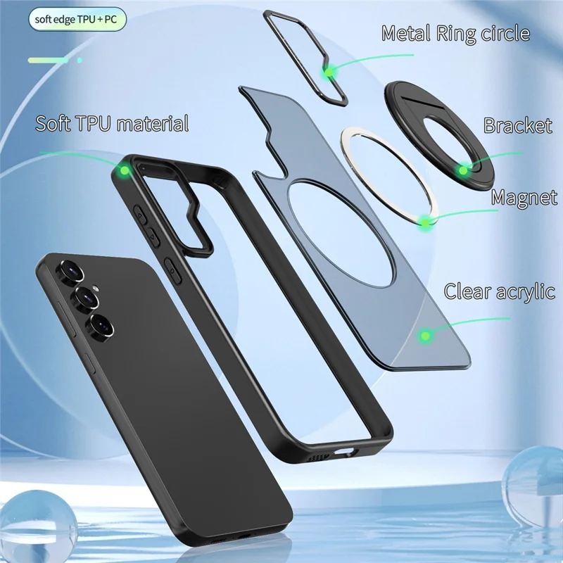 Style-A Para Samsung Galaxy S22+ 5G Funda de Teléfono con Soporte Acrylic+TPU Compatible con MagSafe - Negro