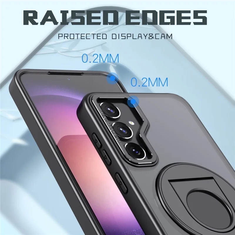 Style-A Para Samsung Galaxy S22+ 5G Funda de Teléfono con Soporte Acrylic+TPU Compatible con MagSafe - Negro