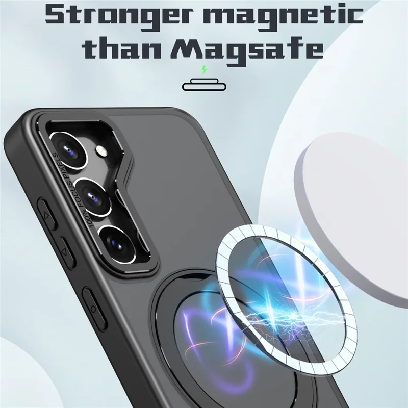 Style-B For Samsung Galaxy S22+ 5G Magnetic Ring Kickstand Cover Acrylic+TPU Shockproof Phone Case - Black