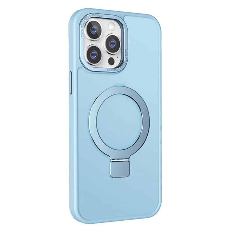 Bulk Buy Magnetic Phone Shell for iPhone 15 Pro , Anti-Scratch Phone Case Aluminum Alloy Kickstand PC+TPU Cover - Blu