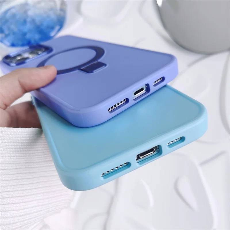 Bulk Buy Magnetic Phone Shell for iPhone 15 Pro , Anti-Scratch Phone Case Aluminum Alloy Kickstand PC+TPU Cover - Blu