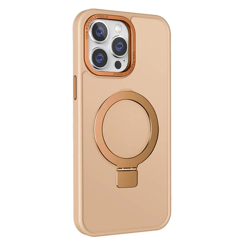 Bulk Purchasing Magnetic Phone Shell for iPhone 15 Pro , Anti-Scratch Phone Case Aluminum Alloy Kickstand PC+TPU Cover - Orange