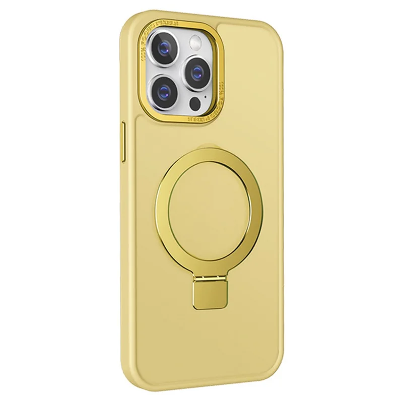 Bulk Purchasing Kickstand Magnetic Phone Case for iPhone 14 Pro , PC+TPU Anti-Scratch Phone Cover - Yellow