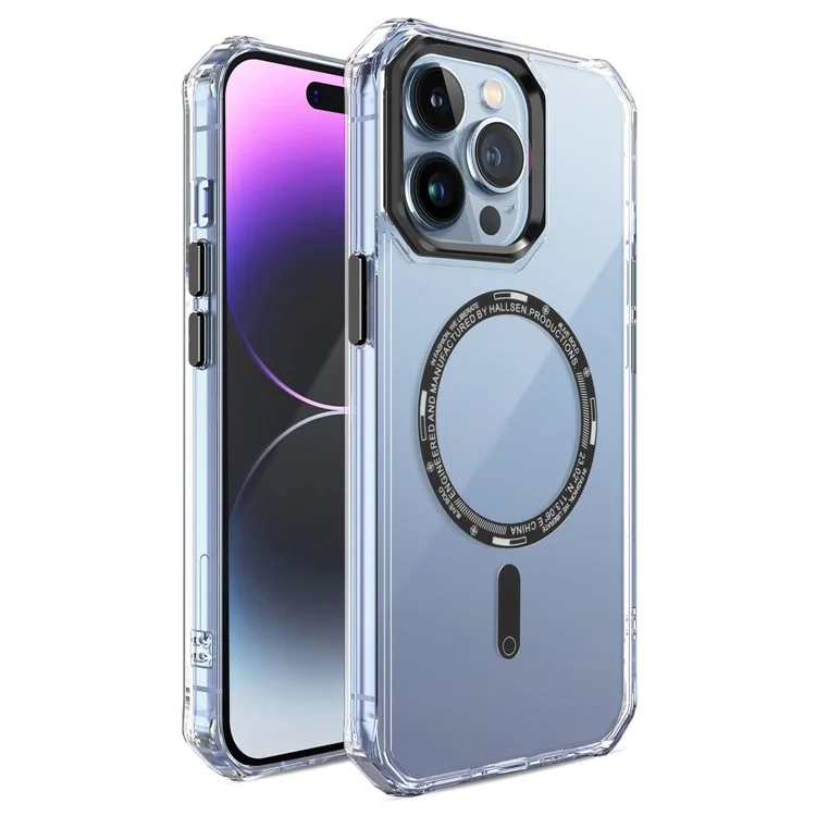 Bulk Purchasing Clear Phone Cover for iPhone 15 Pro , PC+TPU Shell Shockproof Magnetic Phone Case Compatible with MagSafe - Black