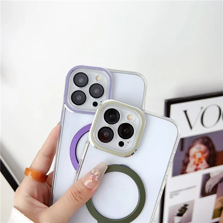 Bulk Purchasing Kickstand Phone Cover for iPhone 15 Pro Max , Clear PC+TPU Shell Magnetic Phone Case Compatible with MagSafe - Dark Blue