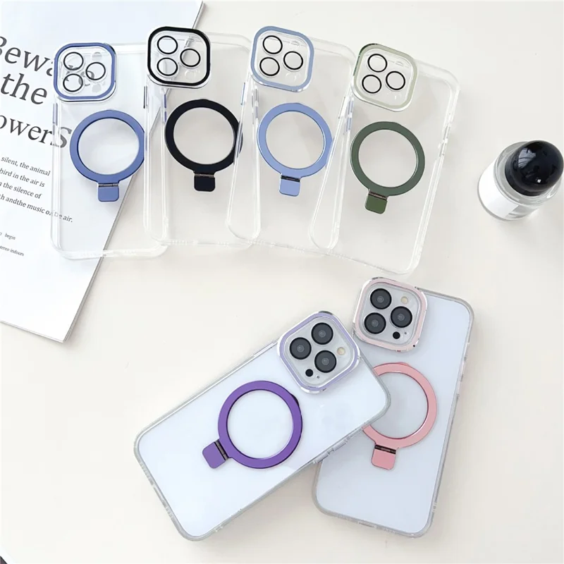 Bulk Purchasing for iPhone 14 Pro Max Clear PC+TPU Cover Magnetic Kickstand Phone Case Compatible with MagSafe - Green