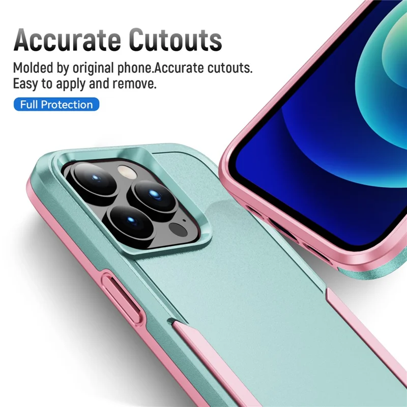 Pour iPhone 15 Pro PC+TPU Étui de protection antichoc Protecteur de dos anti-chute - Rose+Vert