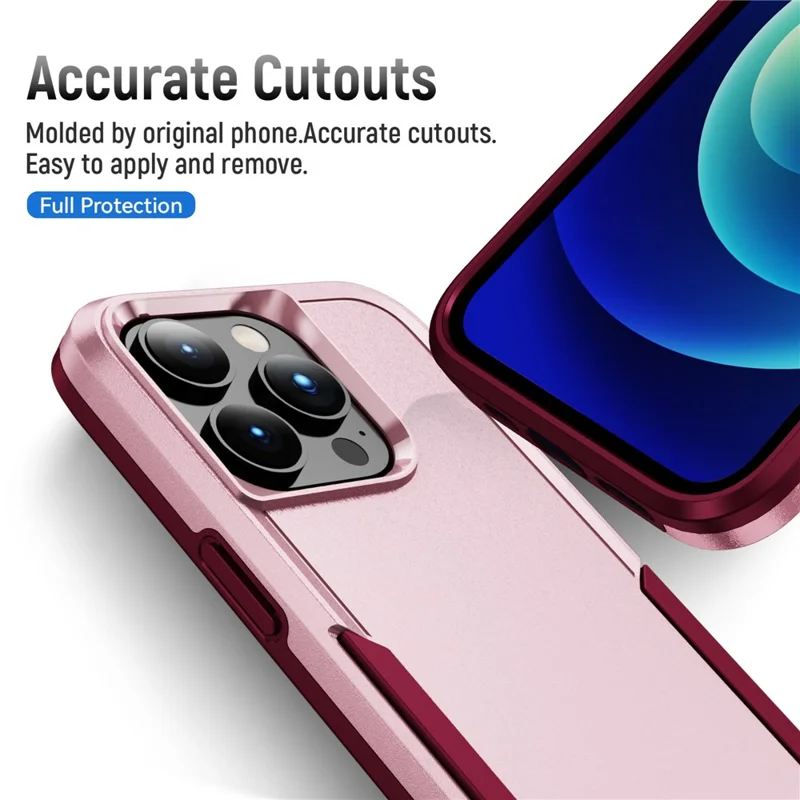 For iPhone 15 Pro PC+TPU Shockproof Phone Case Anti-drop Back Protector Cover - Pink+Rose