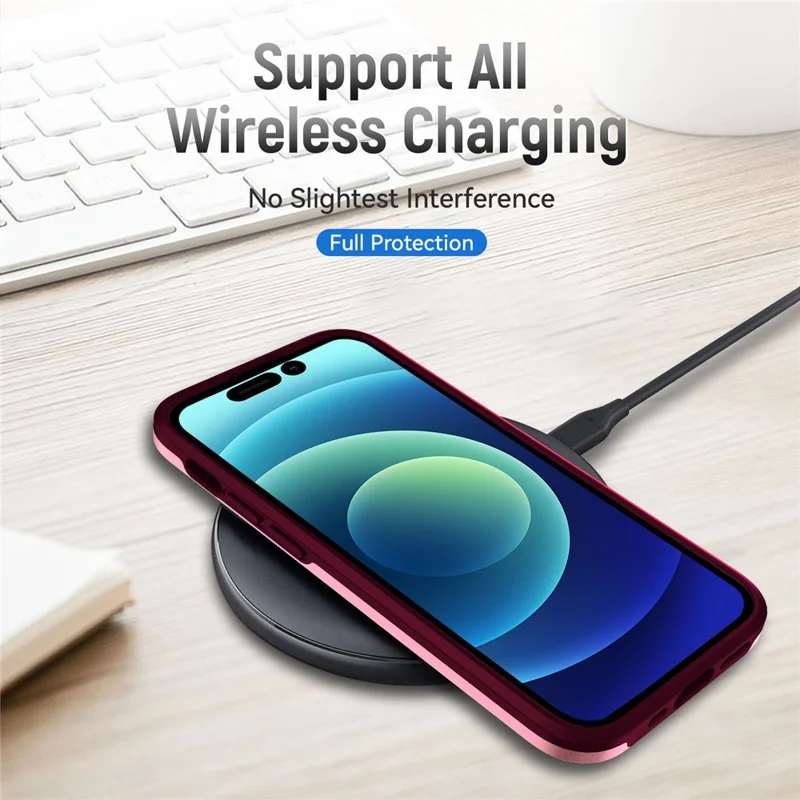 For iPhone 15 Pro PC+TPU Shockproof Phone Case Anti-drop Back Protector Cover - Pink+Rose