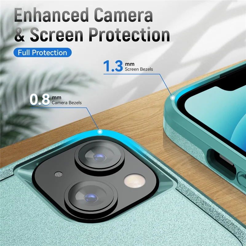 Per iPhone 15 Plus Custodia per Telefono Resistente agli Urti Anti-impronta Digitale PC + TPU Back Cover - Verde