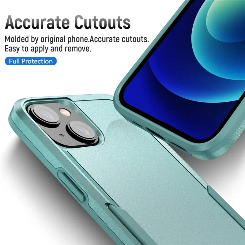 Per iPhone 15 Plus Custodia per Telefono Resistente agli Urti Anti-impronta Digitale PC + TPU Back Cover - Verde