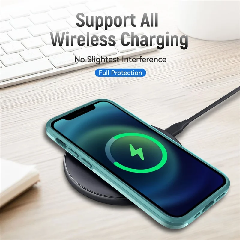 Per iPhone 15 Plus Custodia per Telefono Resistente agli Urti Anti-impronta Digitale PC + TPU Back Cover - Verde