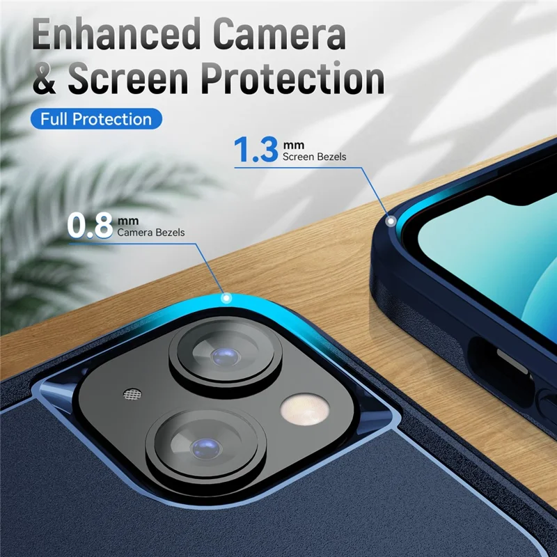 For iPhone 15 PC+TPU Drop-proof Phone Case Anti-scratch Protection Cover - Blue