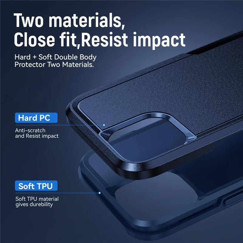 For iPhone 15 PC+TPU Drop-proof Phone Case Anti-scratch Protection Cover - Blue