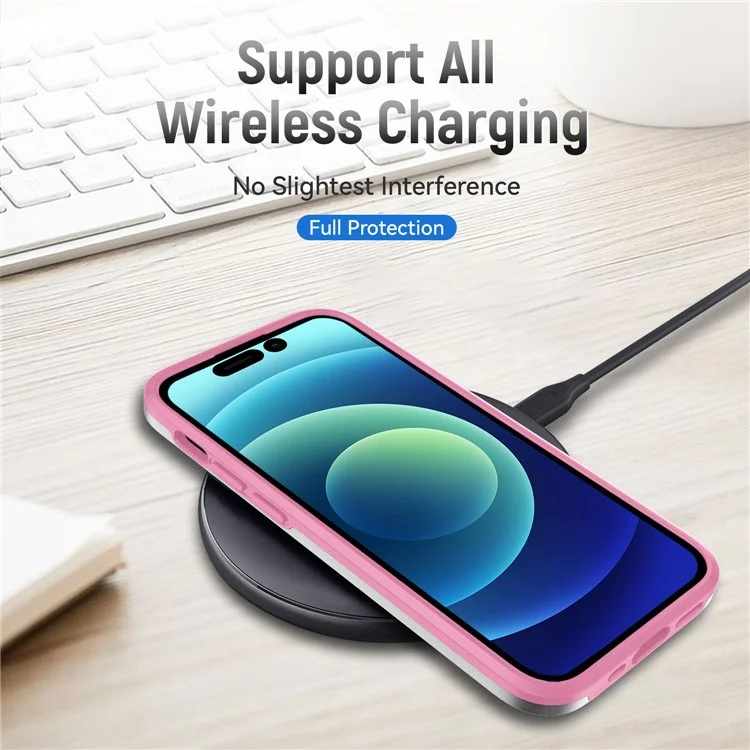 For iPhone 15 Pro Max Anti-drop Back Cover Shockproof PC+TPU Phone Case - White+Pink