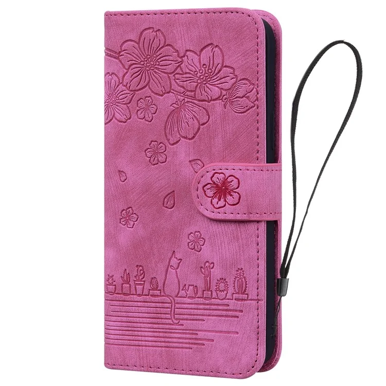 Для Xiaomi Redmi Note 12S 4G Cute Imprinting PU Leather Phone Case Shockproof Stand Wallet Cover with Strap - Rose