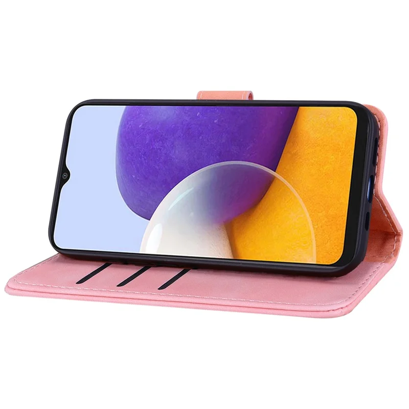Funda con Tapa para Samsung Galaxy S23 FE, Textura de Piel de Ternera con Estampado Floral, Soporte Plegable y Cartera - Rosa