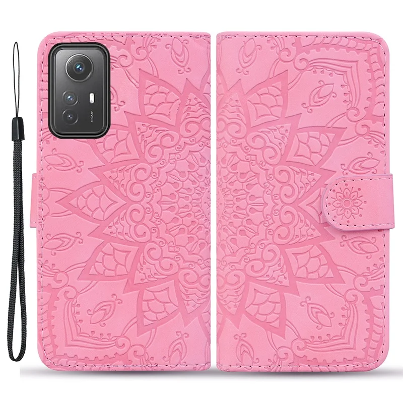 Voor Xiaomi Redmi Note 12S 4G Flower Imprint Kalfsstructuur Telefoonhoesje Lederen Portemonnee Stand Cover - Roze
