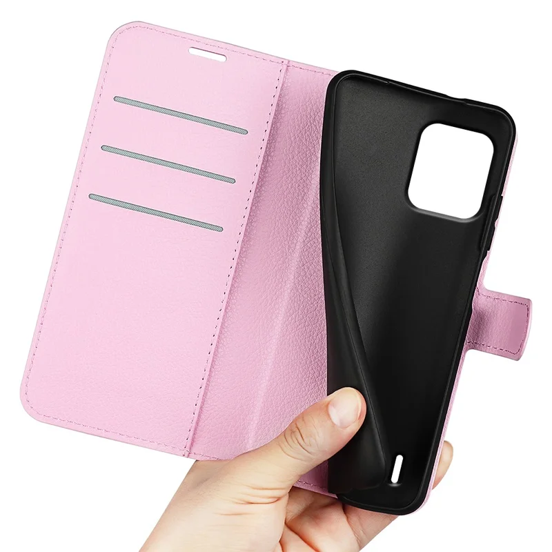 For Nokia C12 4G / C12 Pro / C12 Plus Wallet Litchi Texture Phone Case Anti-Scratch Stand PU Leather Protective Cover - Pink