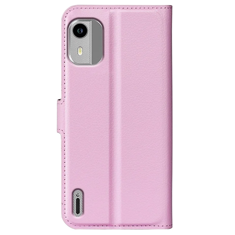 For Nokia C12 4G / C12 Pro / C12 Plus Wallet Litchi Texture Phone Case Anti-Scratch Stand PU Leather Protective Cover - Pink