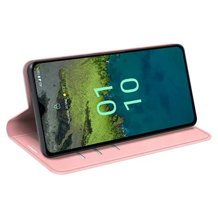 PU Leather Phone Case for Nokia C110 , Skin-touch Wallet Stand Phone Cover - Pink