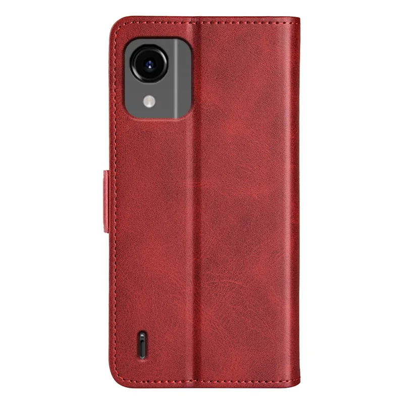 For Nokia C110 PU Leather Calf Texture Wallet Phone Case Stand Protective Cover - Red