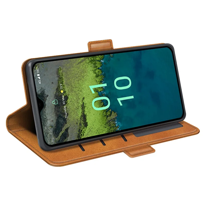 For Nokia C110 PU Leather Calf Texture Wallet Phone Case Stand Protective Cover - Yellow