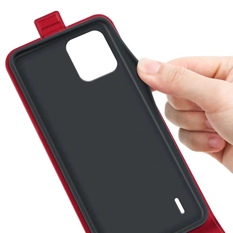 For Nokia C110 Card Holder Phone Case Crazy Horse Texture Vertical Flip Leather Cover - Red