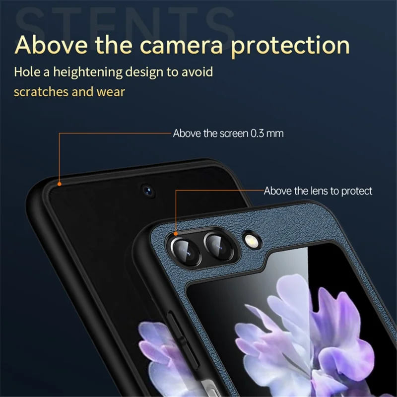 SULADA Fashion Series für Samsung Galaxy Z Flip5 5G Handyhülle PU-Leder+PC Armband Ständer Schutzhülle - Blau