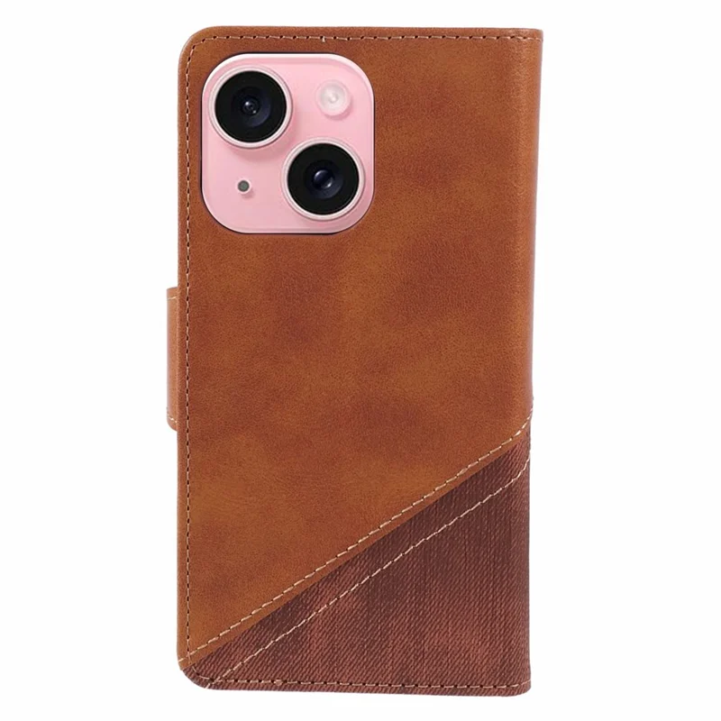 Чехол для iPhone 15 Anti-Drop PU Leather Flip Cover Wallet Phone Case с подставкой - коричневый