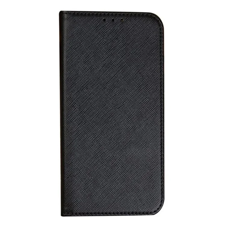 Custodia a Libro in PU Leather per iPhone 15 Plus, Supporto a Portafoglio con Texture a Croce, Cover per Telefono - Nero