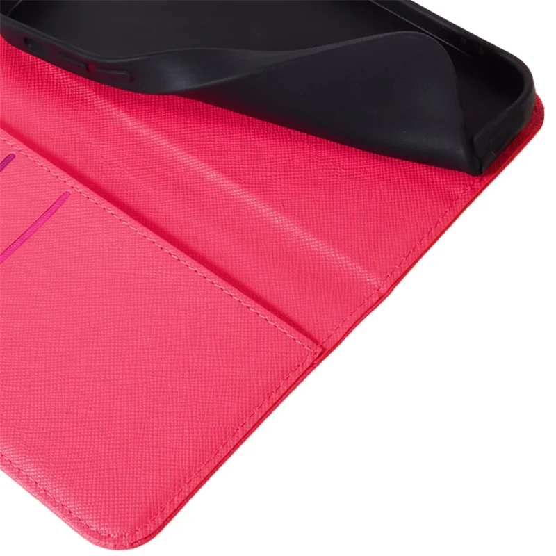 For iPhone 15 Pro PU Leather Stand Cover Cross Texture Wallet Flip Phone Case - Pink
