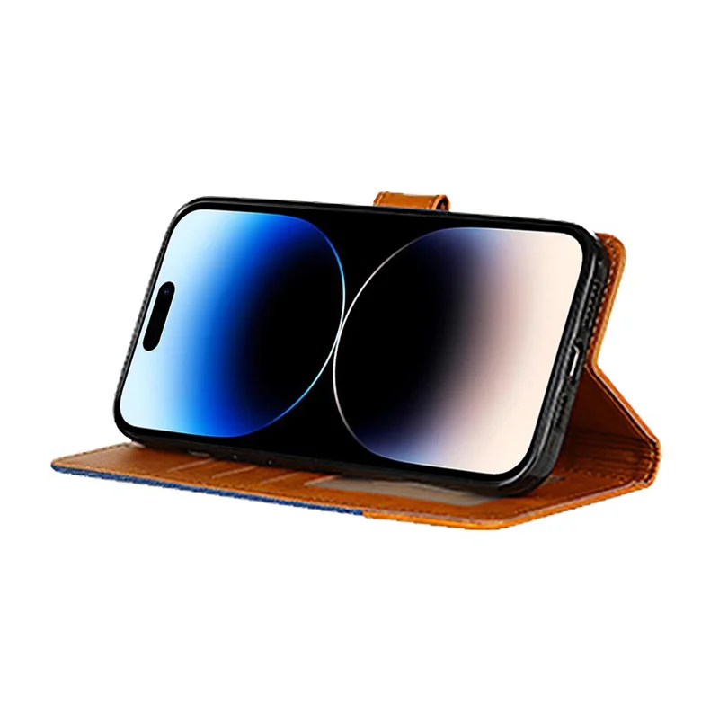 Per Iphone 15 Pro Max Stand Wallet Flip Copertura Coperoncello Petura PU Peth+canvas+tpu Telefono Custodia