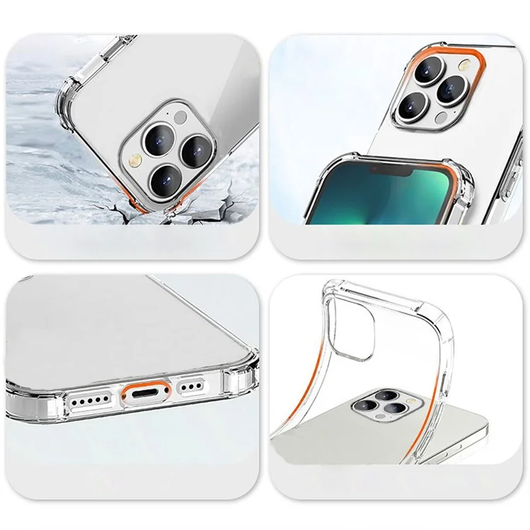 Clear Cell Phone Case for iPhone 15 Pro , TPU Four Corners Reinforced Anti-Fall Cover
