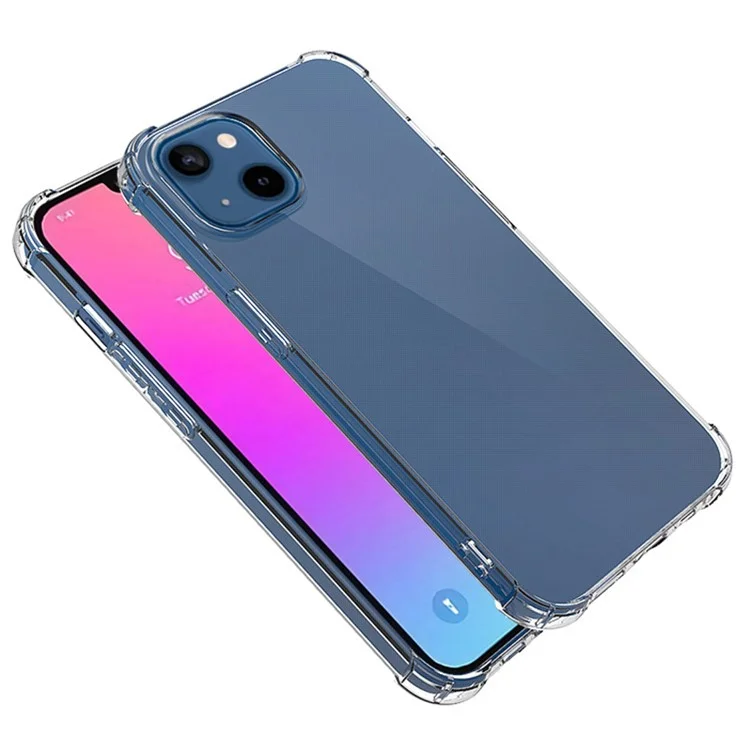 Para iPhone 15 Plus Case Soft TPU Transparente Quatro Cantos Absorção de Choque Capa de Telefone